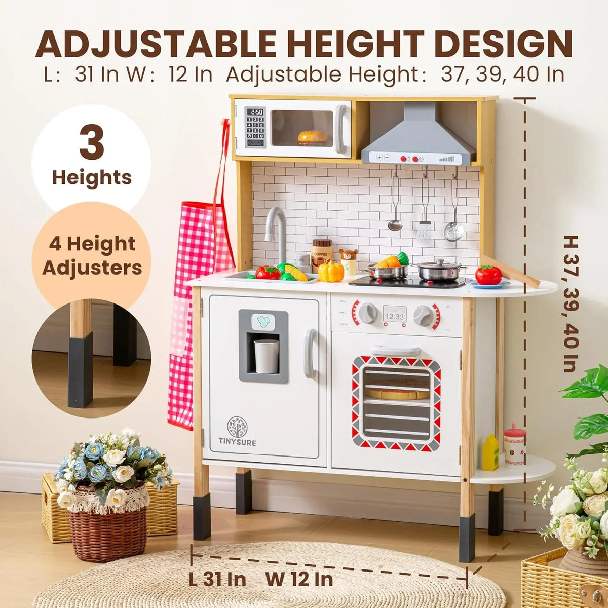 Play Kitchen for Kids - Toy Kitchen Set for Toddlers with Realistic Lights and Sounds, Kids Kitchen Playset with Abundant Toy