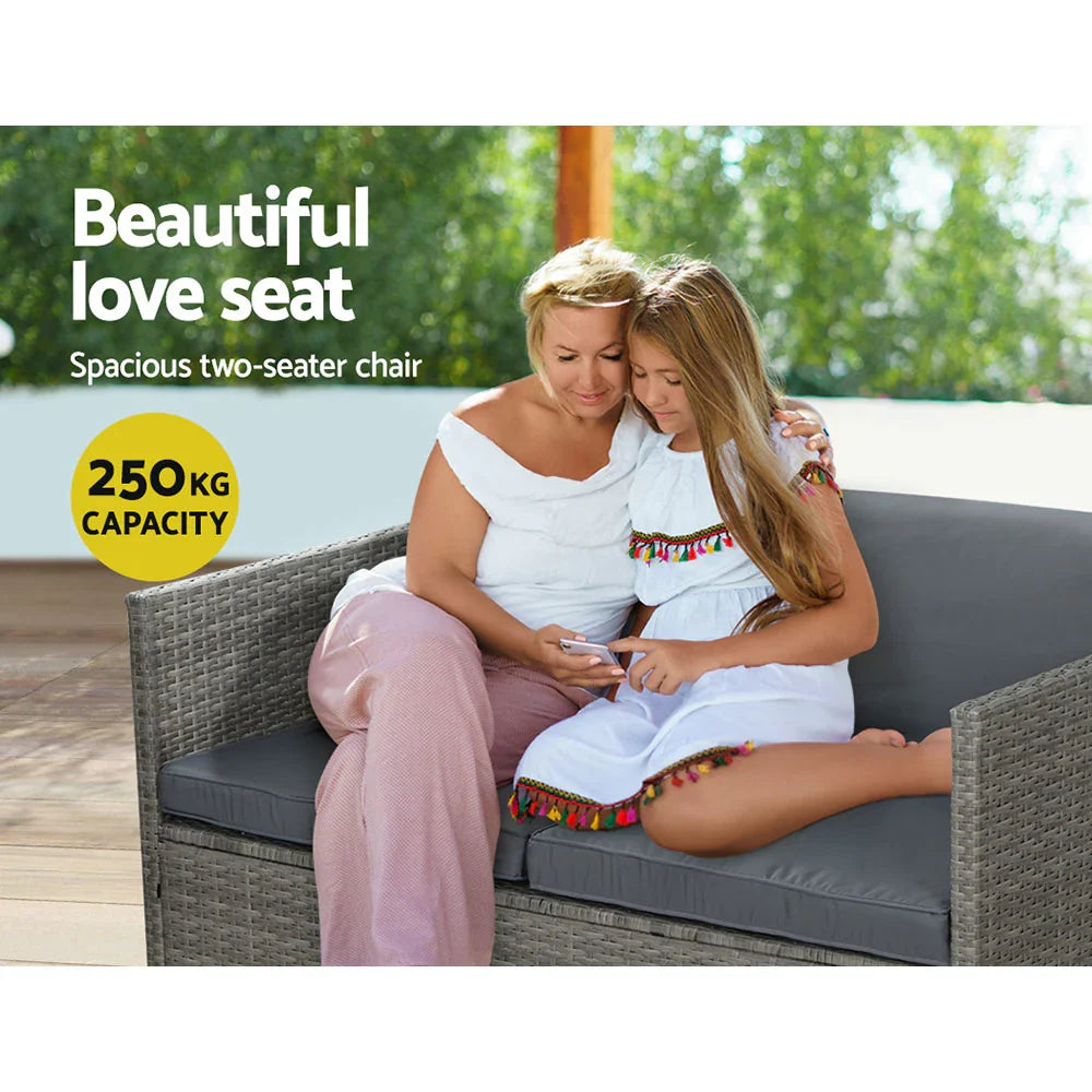 Gardeon 4-Piece Outdoor Sofa Set Wicker Couch Lounge Setting Grey - image 5
