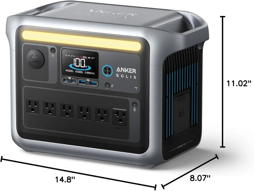 SOLIX C1000 Portable Power Station with 200W Solar Panel, 1800W Solar Generator, 1056wh LFP (LiFePO4) Battery, 6 AC Outlets, 