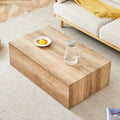Contemporary Rectangular Coffee Table with Sturdy Base and Imitation Marble Finish for Living Room - image 1