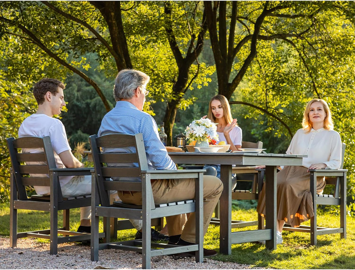 SERWALL 7-Piece Patio Table Set, Outdoor HDPE Dining Furniture with Umbrella Hole, All Weather Table and Chairs for Lawn, Garden, Poolside, Aruba - image 106