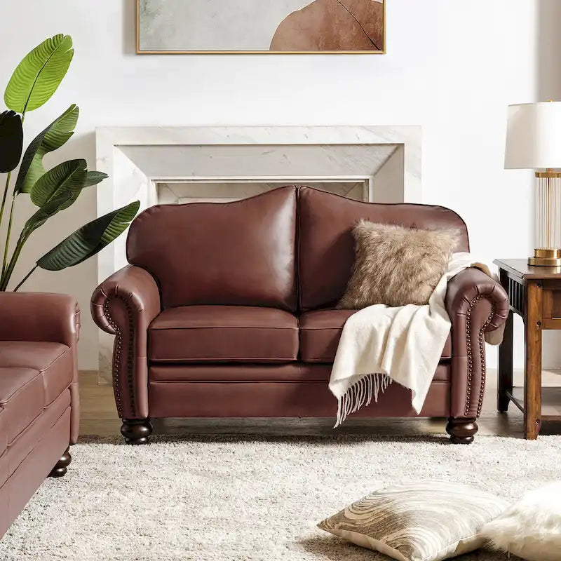 Angel Transitional Genuine Leather Sofa with Tufted Backrest by HULALA HOME - image 19