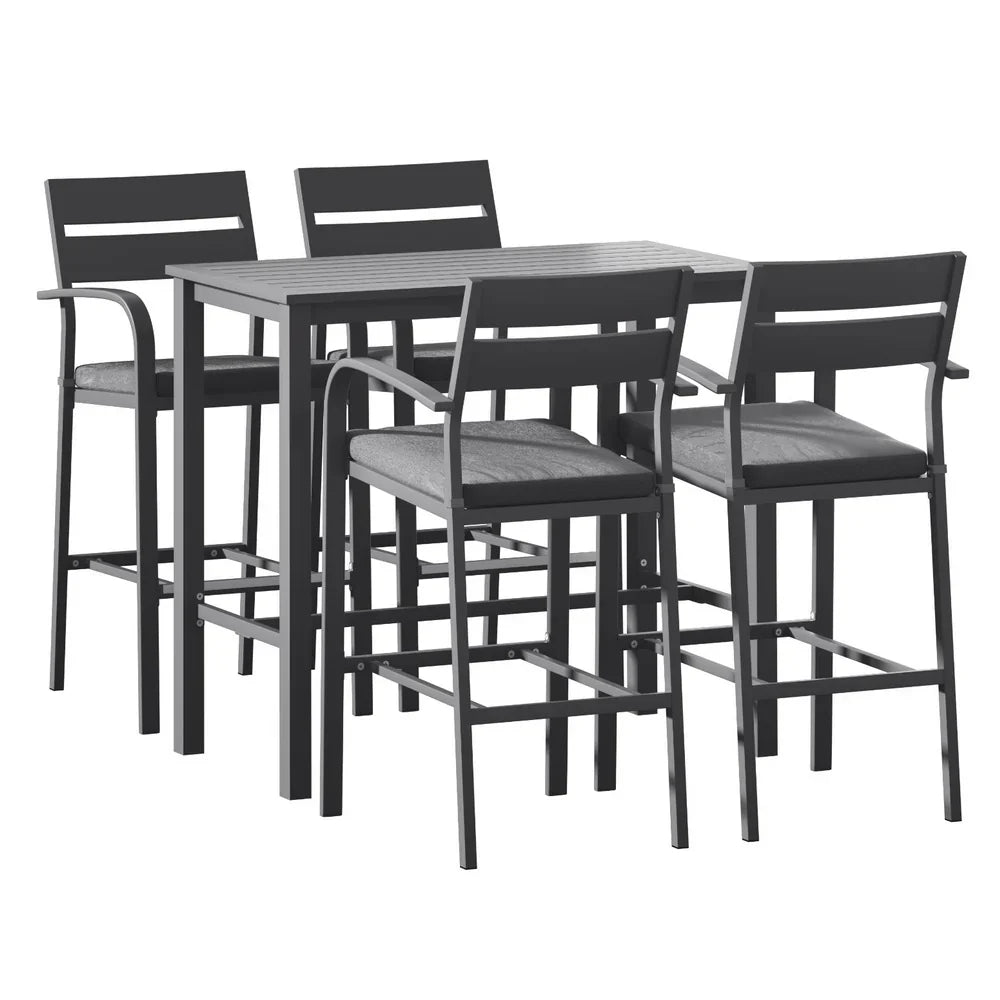 Gardeon Outdoor Bar Set 5-Piece Patio Dining Chairs Aluminium Table Stools - image 3