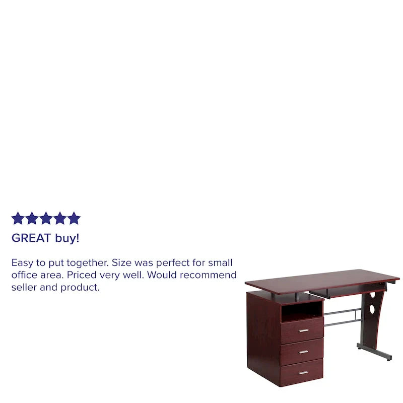 3-Drawer Pedestal Computer Desk with Keyboard Tray - image 9