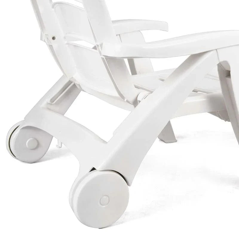Rolling Folding Plastic Pool Lounge Chair With Armrests 5 Position Outdoor Sun Lounger Patio Deck Chair Beach Chair - Comfort