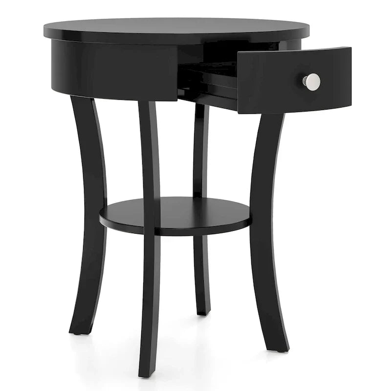 Costway Round 2-Tier Side Table - Versatile Nightstand for Bedroom and Living Room - image 23