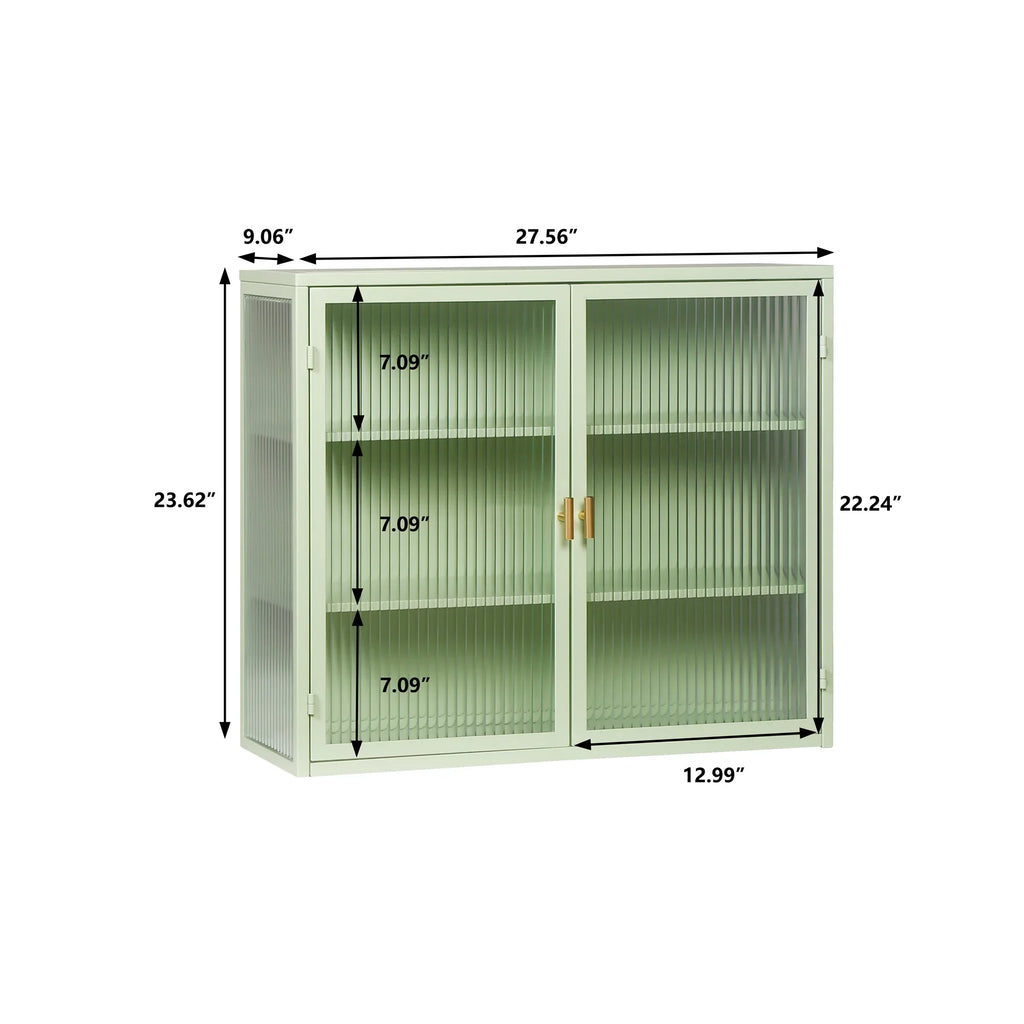 27.56"Modern Wall Cabinet with Glass Doors, Bathroom Cabinet with Featuring Three-tier Storage for Entryway Living Room, Bathroom or Dining Room - image 2