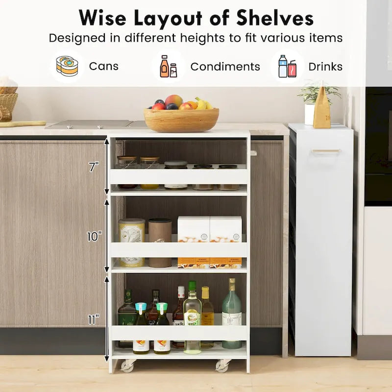 Costway 4-Tier Slim Rolling Kitchen Cart with Wheels - 8 Storage Compartments - image 19