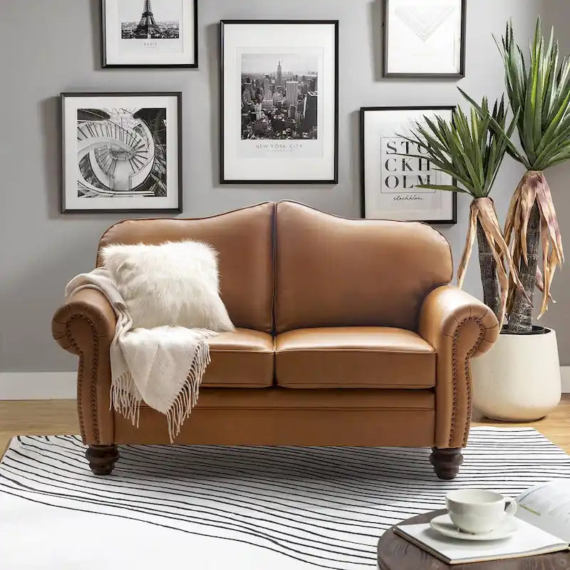 Angel Transitional Genuine Leather Sofa with Tufted Backrest by HULALA HOME - image 5