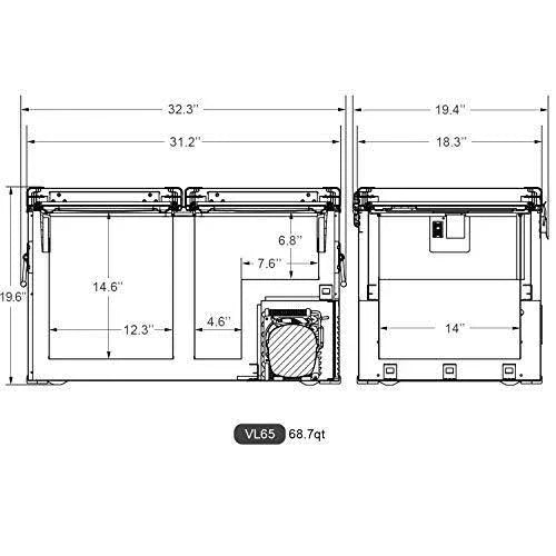 Dual Zone Portable Refrigerator   Secop Compressor 65 Liters