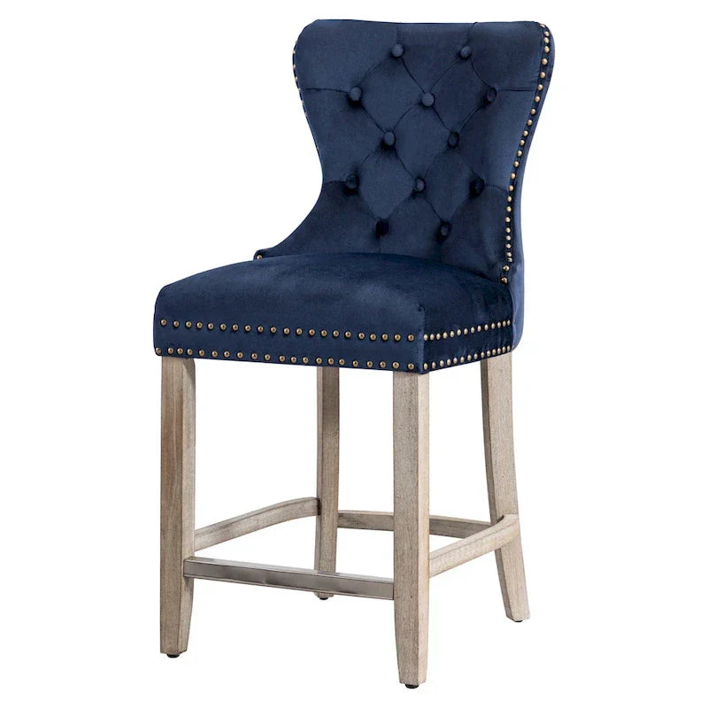 Carter 24-Inch Wingback Tufted Counter Stool with Antique Grey Legs and Nailhead Trim - image 10