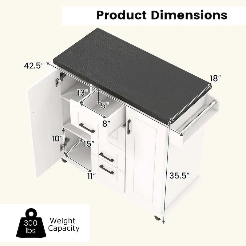Costway Mobile Rolling Kitchen Island Cart with Wheels - Versatile Serving Utility - Learn More - image 4