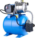 1.6HP Shallow Well Pump with Pressure Tank 1268 GPH Stainless Steel Jet Pump Transfer Drainage Booster Pump Garden Sprinkler 