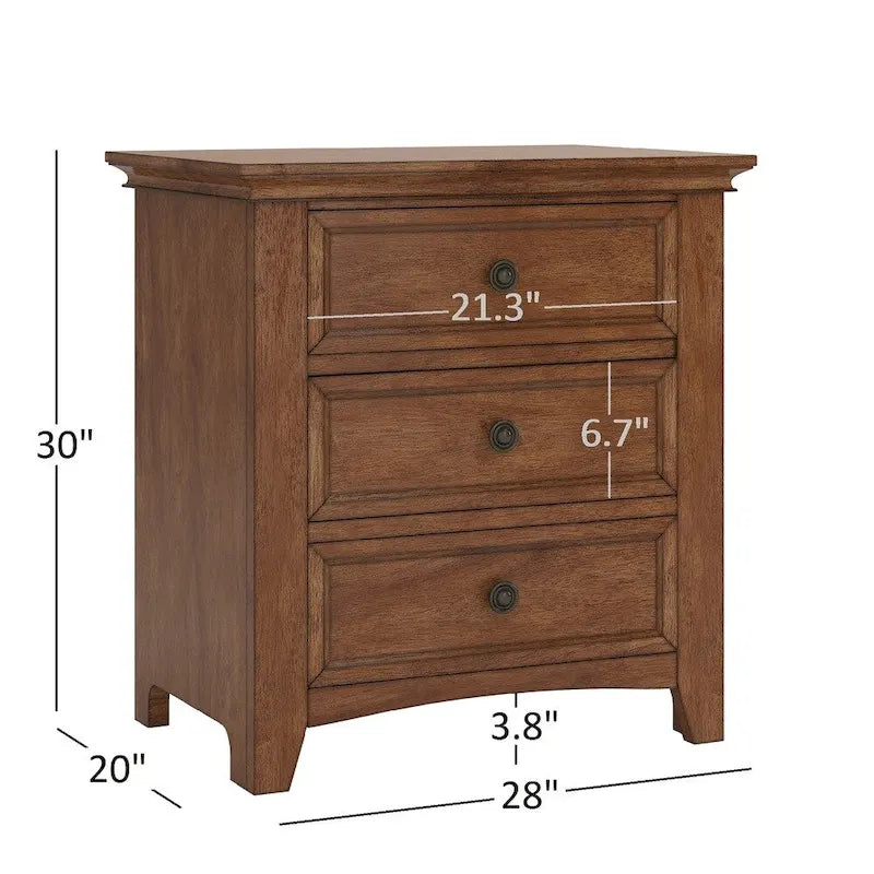 iNSPIRE Q Classic Ediline 3-Drawer Wooden Nightstand with Charging Station - image 3