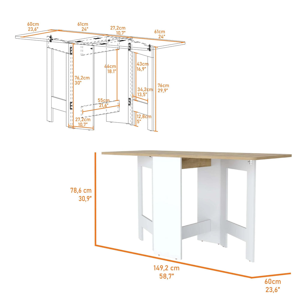 DUOSONG Kailua Folding Dining Table, Space-Saving, Foldable In 3 Forms Multicolor Engineered Wood Furniture Primary Living Space Cabinets - image 21