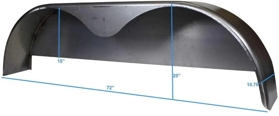 72×10-3/4 Tandem Axle Steel Trailer Fender with Back Plate Welded In (2-Pack) - image 2
