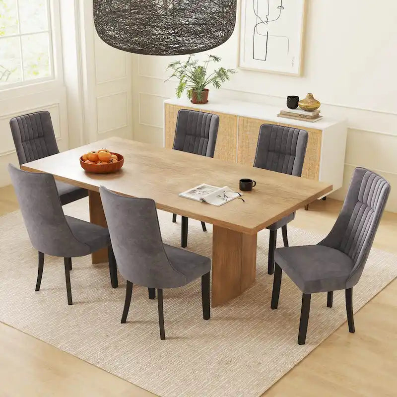 Costway Set of 2/4 Channel Tufted Dining Chairs with High Backrest - image 6
