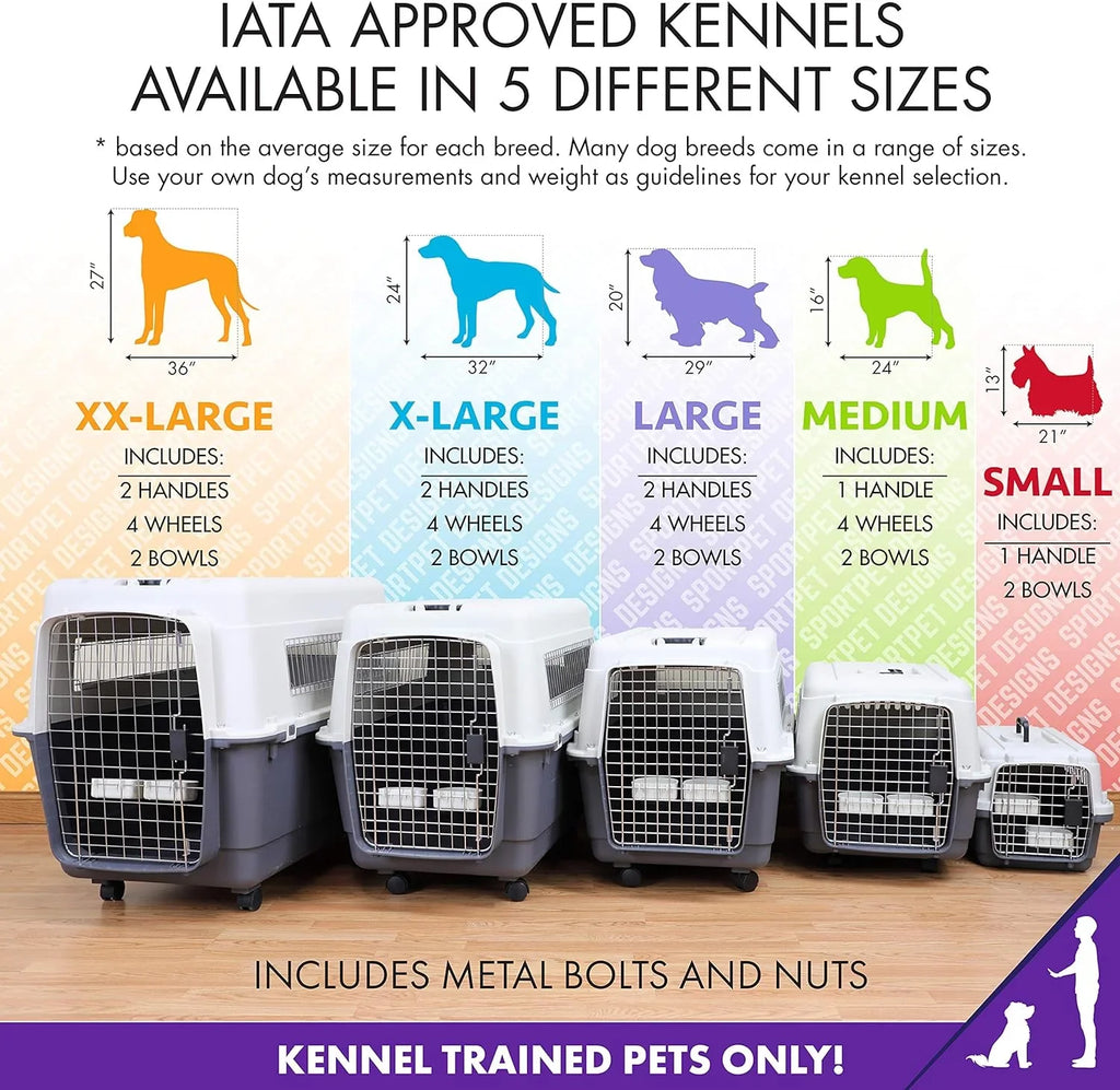 Designs Plastic Kennels Rolling Plastic Airline Approved Wire Door Travel Dog Crate, XXX-Large, Gray - image 45