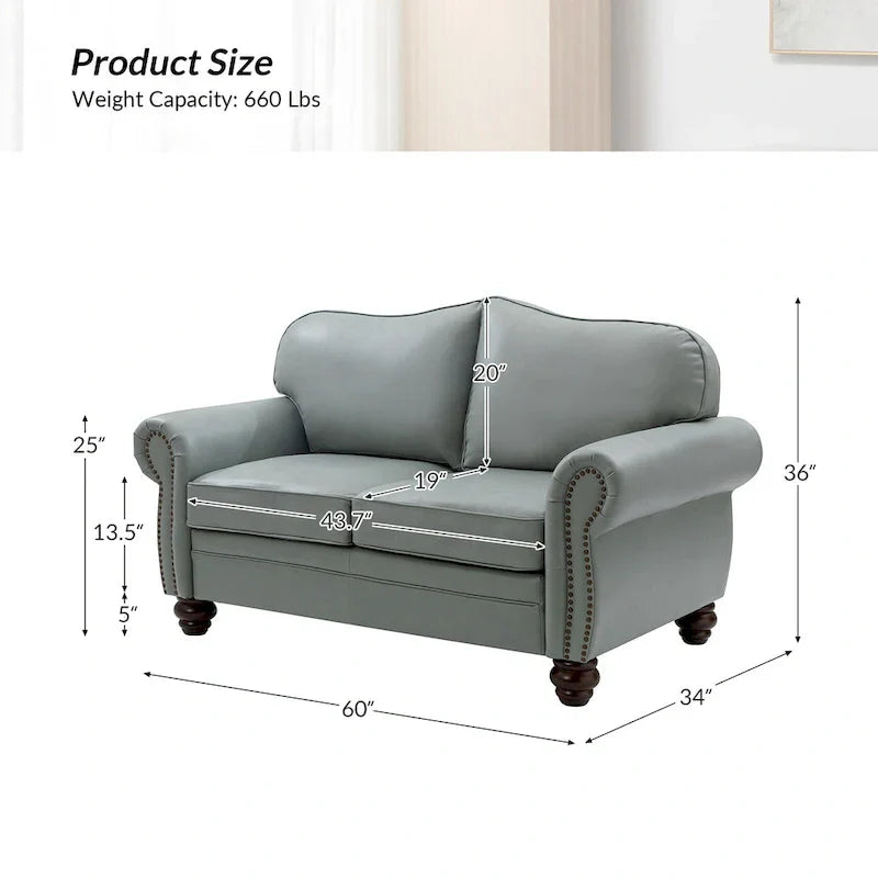 Angel Transitional Genuine Leather Sofa with Tufted Backrest by HULALA HOME - image 31