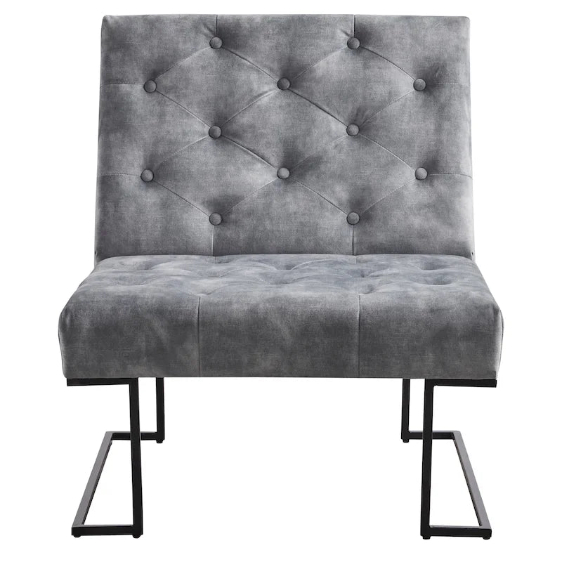 Corvus Savannah Tufted Velvet Lounge Chair with Upholstered Accent - image 4