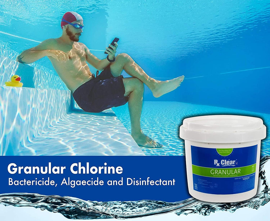 Clear Stabilized Granular Chlorine | One 50-Pound Bucket | Use As Bactericide, Algaecide, and Disinfectant in Swimming Pools 