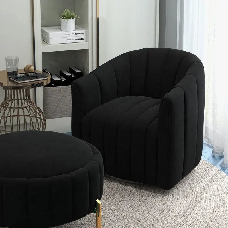 Swivel Accent Chair with Ottoman Set and Upholstered Cushion - image 37