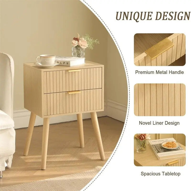 Modern Mid-Century Nightstand with Dual Drawers - image 1