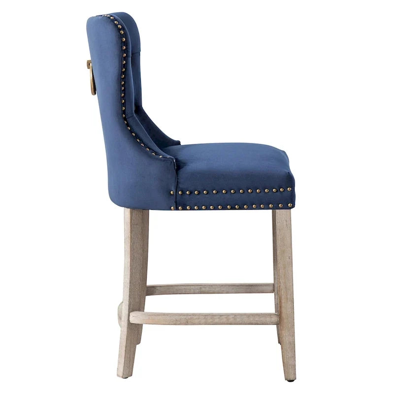 Carter 24-Inch Wingback Tufted Counter Stool with Antique Grey Legs and Nailhead Trim - image 13