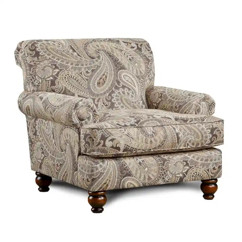 Capernicus Beige Paisley Pattern Accent Chair - image 3