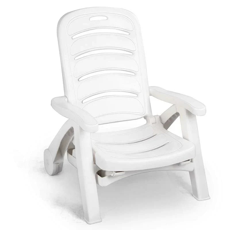 Rolling Folding Plastic Pool Lounge Chair With Armrests 5 Position Outdoor Sun Lounger Patio Deck Chair Beach Chair - Comfort