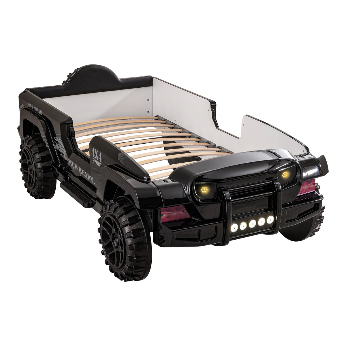 Furniture of America Terra Kids Plastic Twin SUV Bed with LED and Sound, Black - image 7