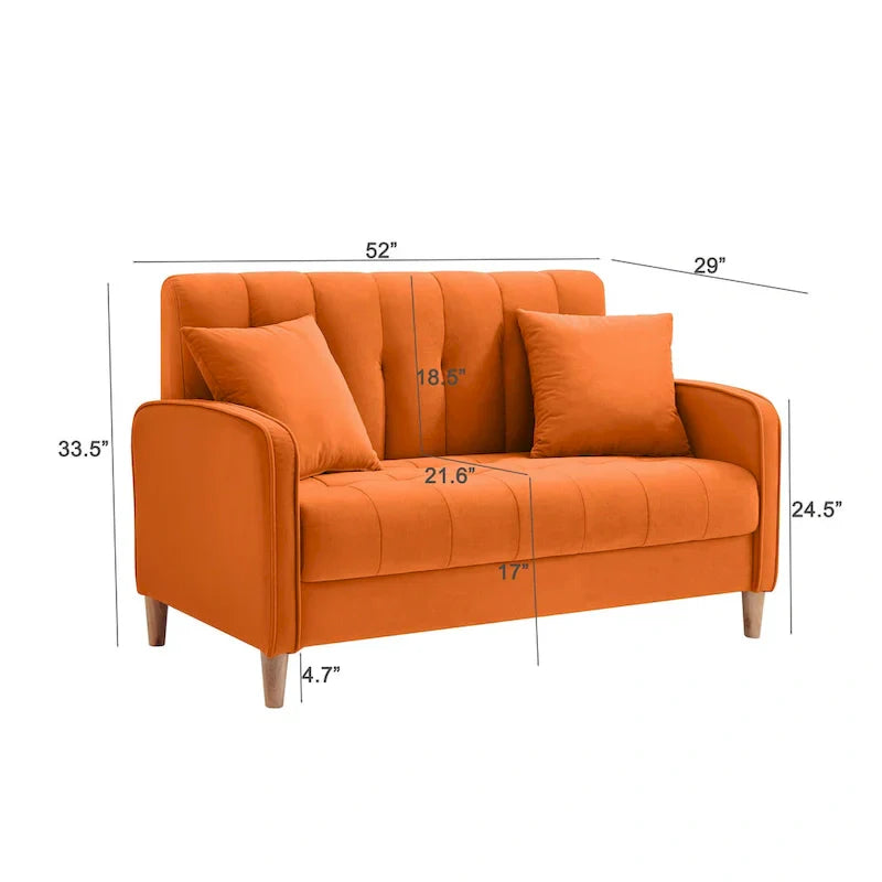 Contemporary Velvet Tufted Loveseat for Small Living Spaces - Beige Upholstered Sofa - image 30