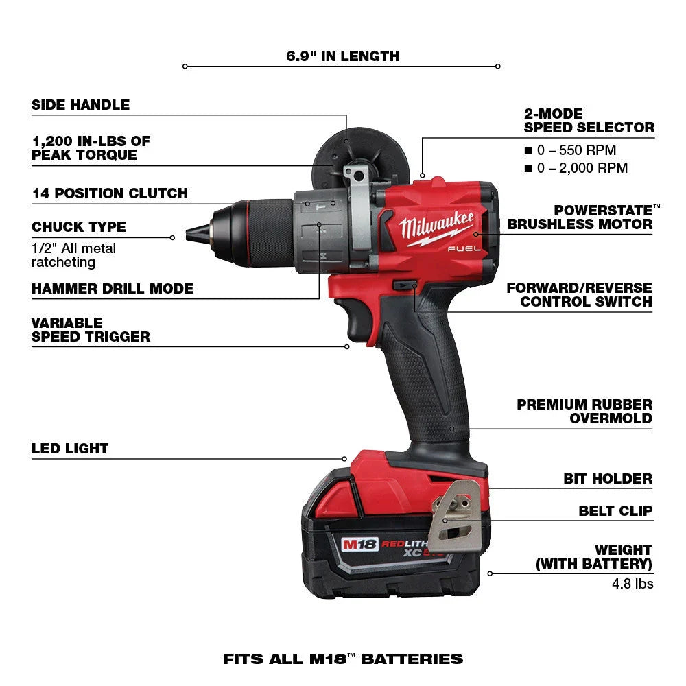 FUEL Lithium-Ion Brushless Cordless 7 Tool Combo Kit 5.0 Ah 18V M18 - image 2
