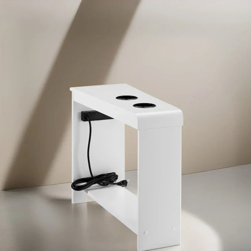 Compact Charging Side Table - Nightstand with Storage, Dual Power Outlets & USB Ports - image 26