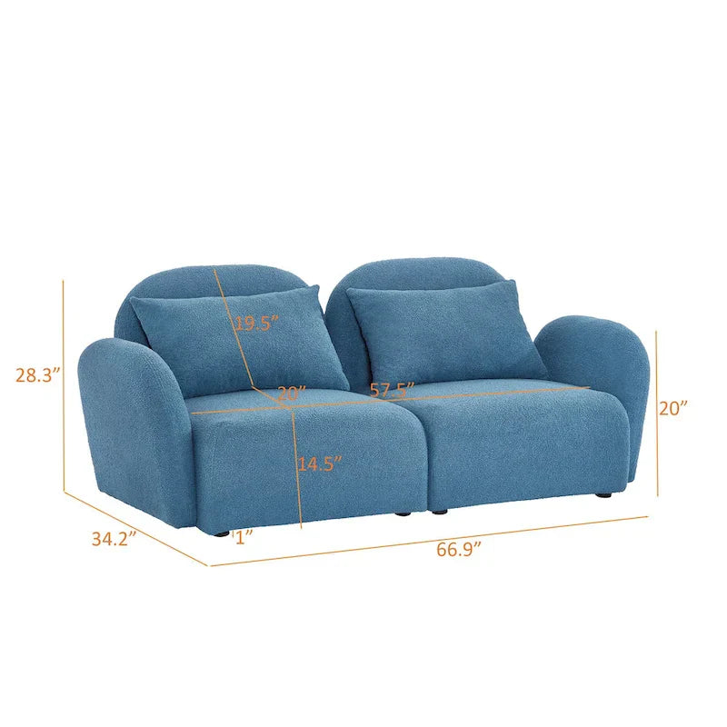 White Teddy Fabric Lazy Loveseat for Living Room - image 22