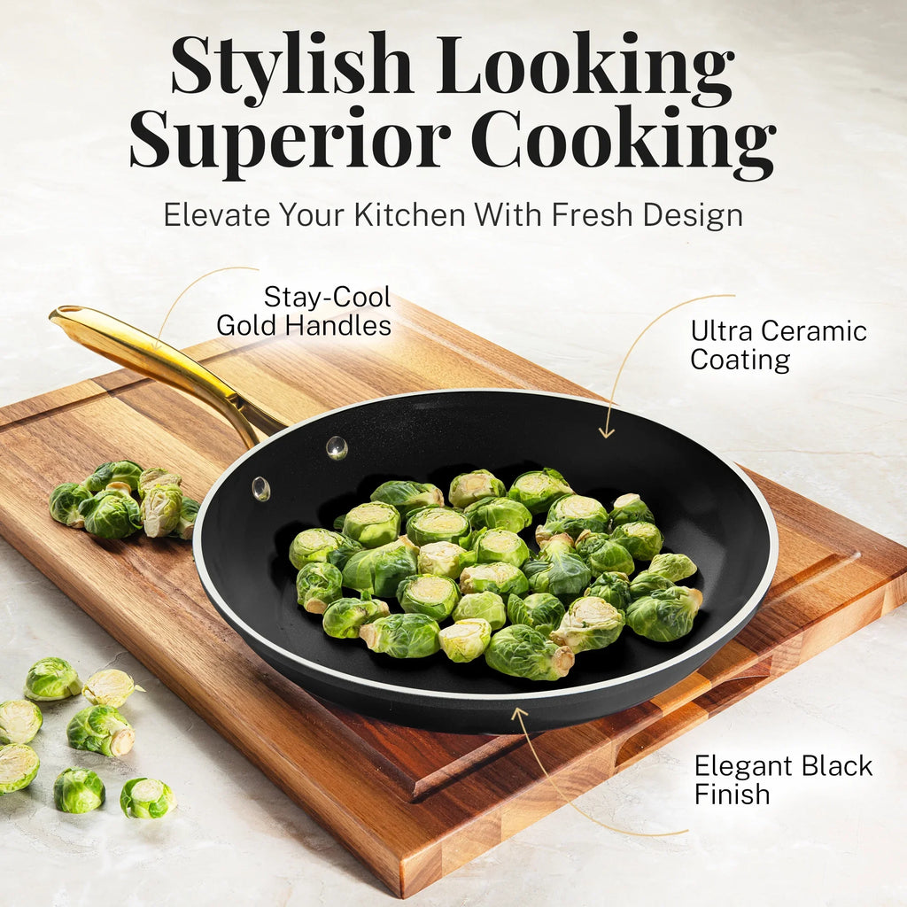 Gotham Steel 15 Pc Ceramic Cookware Set Nonstick, Ceramic Pots and Pans Set Non Stick with Steamer & Cooking Utensils, Non Toxic, Premium Stay Cool Handles, Oven & Dishwasher Safe, Blue - image 14