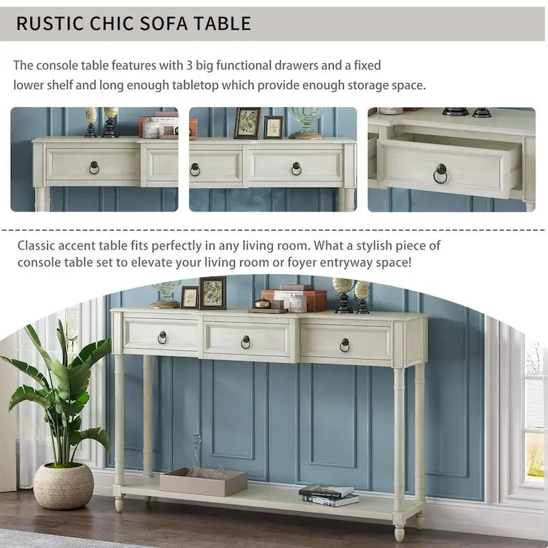 Entryway Console Table with Drawers and Extended Shelf - image 26