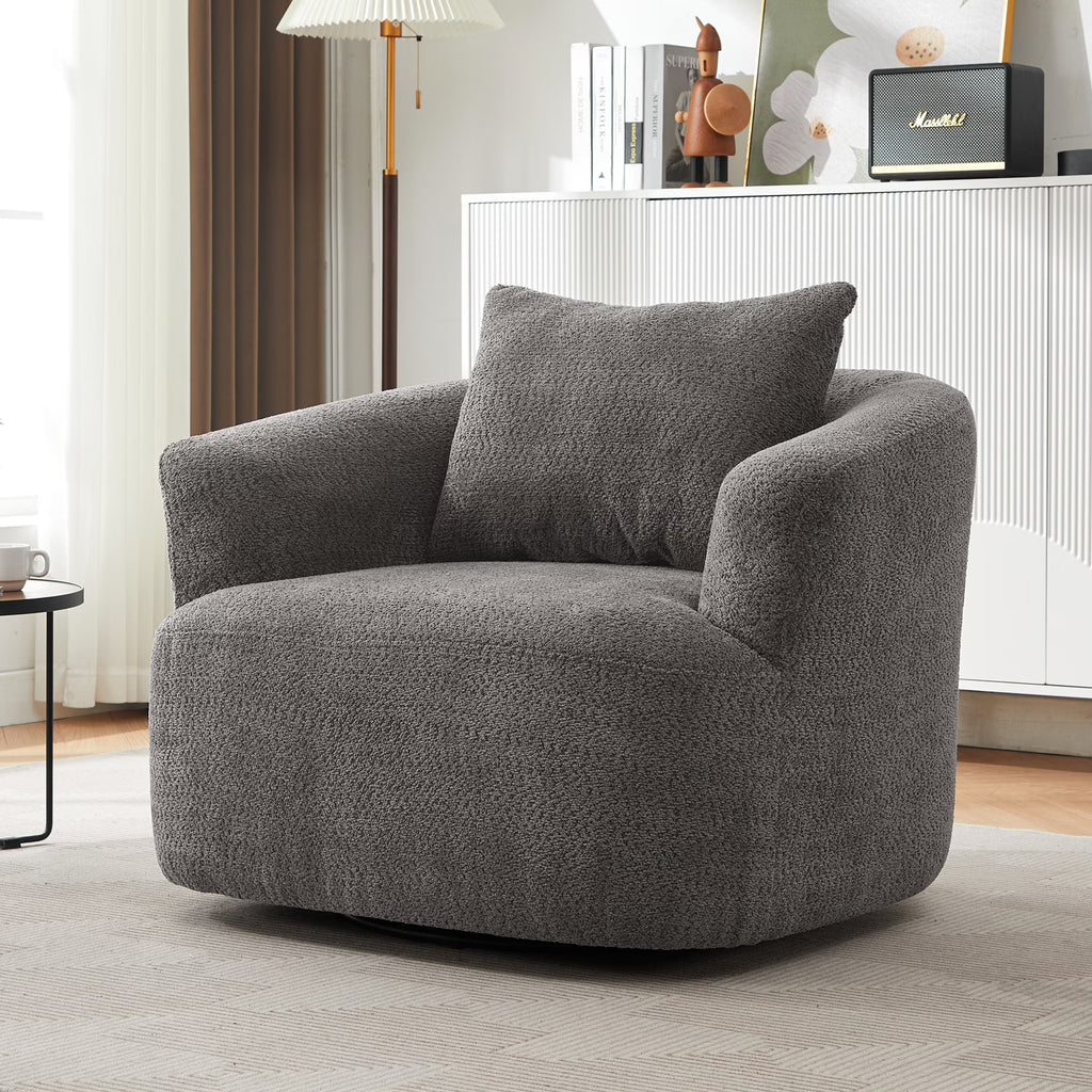 Harper & Bright Designs 360- Swivel Accent Chair, Barrel Chair Swivel Upholstered Sofa Chair with Cushion for Living Room Office, Beige - image 3