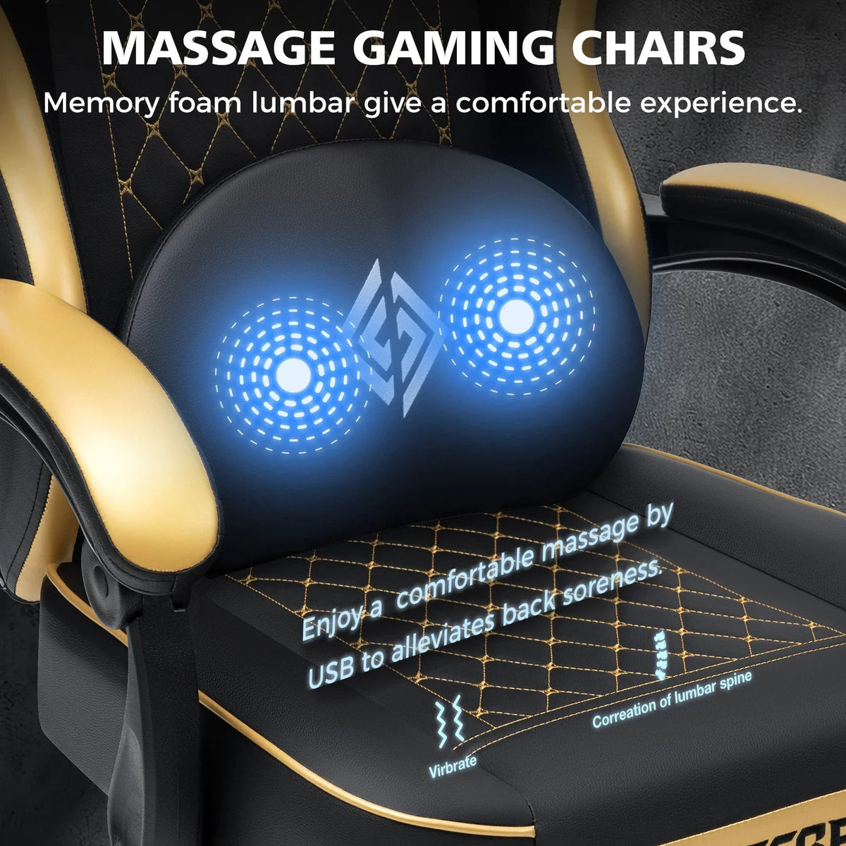 Hoffree Gaming Chair with Massage and Footrest Big and Tall Gamer Chair with Headrest and Lumbar Support PU Computer Game Chair for Adults Office - image 47