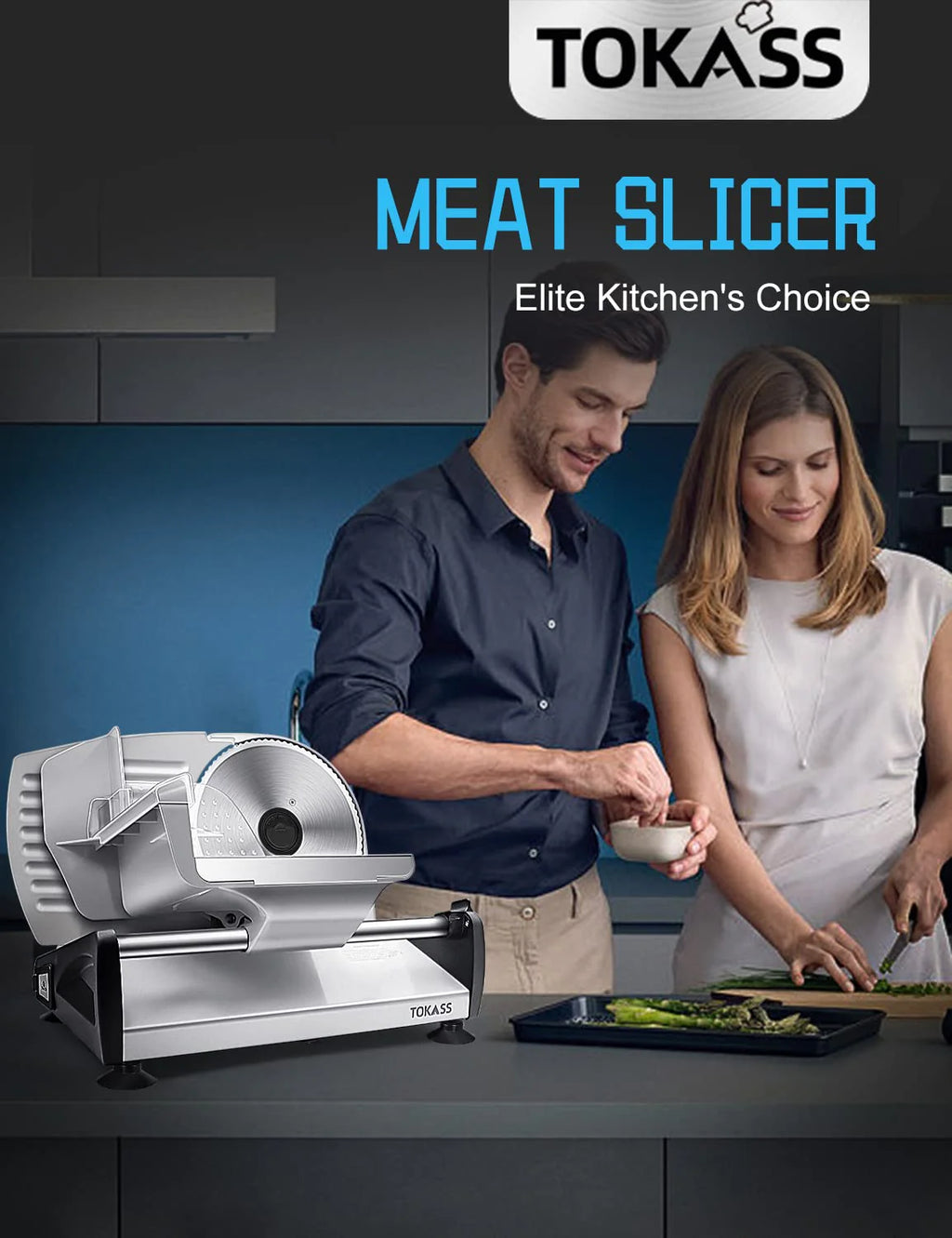 TOKASS Electric Deli Food Slicer with 7.5'' Stainless Steel Blade - image 2