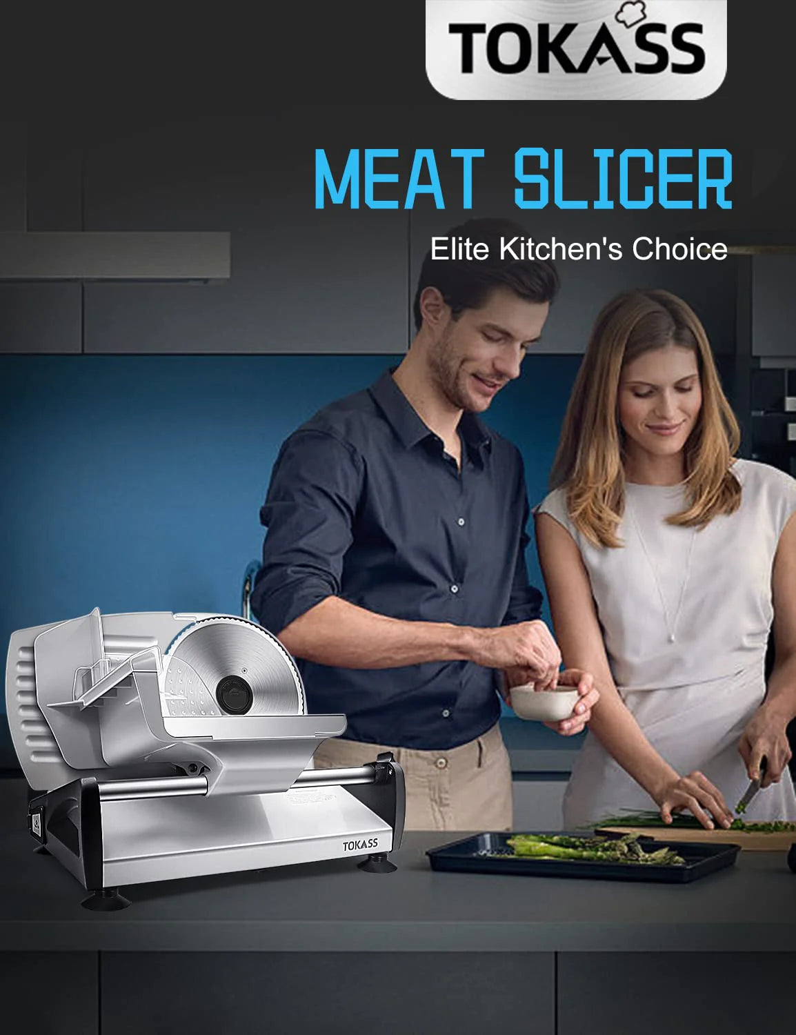 TOKASS Electric Deli Food Slicer with 7.5'' Stainless Steel Blade - image 2