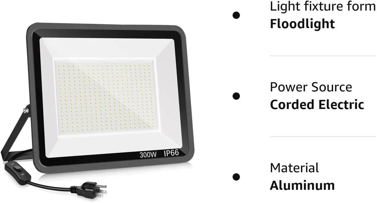 3 Pack 200W LED Flood Light,Super Bright Exterior Security Lights With Plug,IP66 Waterproof Outdoor Flood Light, 22800lm 5000
