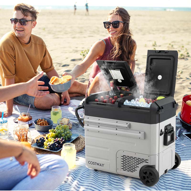 40-Quart Dual-zone Car Refrigerator with Wheels, 12V/24V DC & 100-240V AC Portable Car Fridge Cooler Freezer - image 20