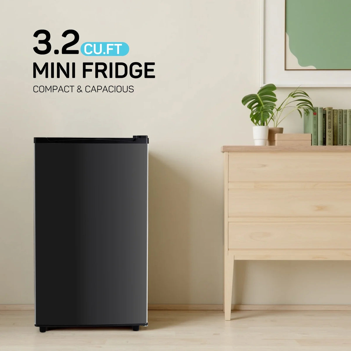 TINKLE WELL 3.2 Cu Ft Mini Fridge with Freezer, Compact Single Door Refrigerator, Energy Efficient, Low Noise, Adjustable Thermostat for Bedroom, Dorm, Office, silver - image 14