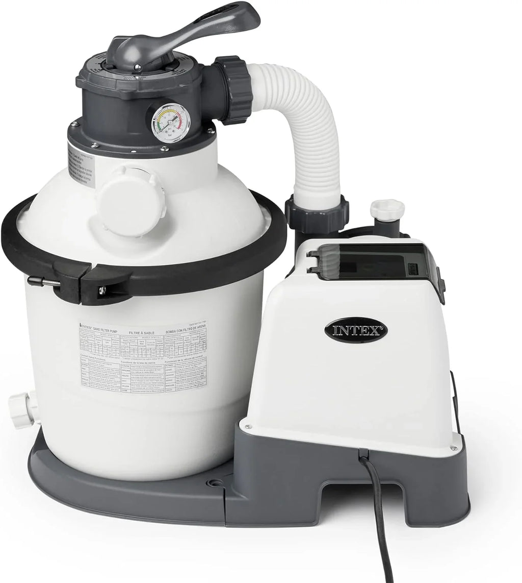 Intex 26651EG Krystal Clear 16 Inch 3,000 GPH Above Ground Pool Sand Filter Pump with Automatic Timer, GFCI, and 6 Function C