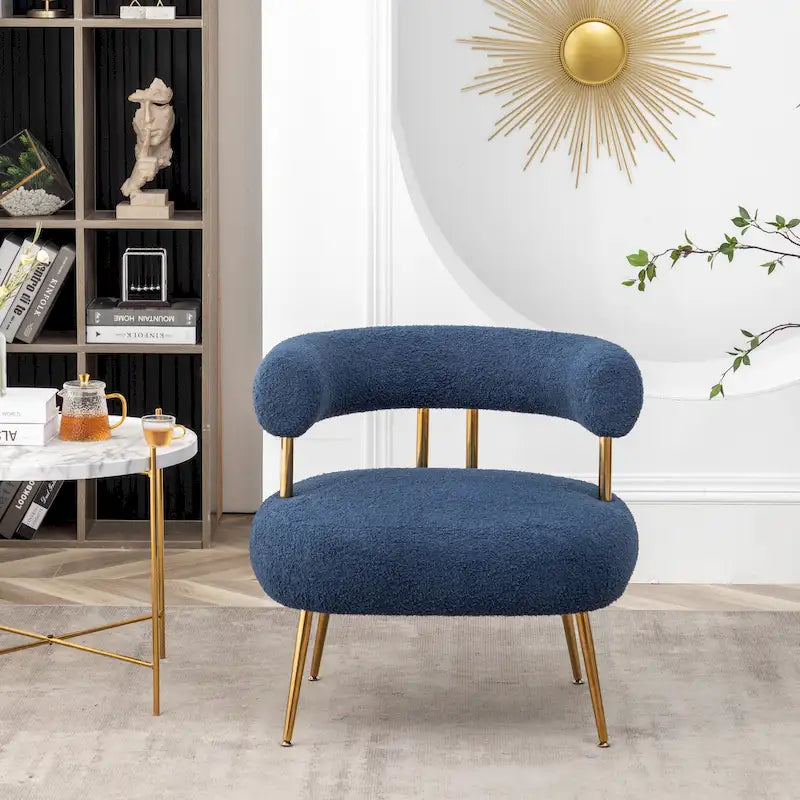 SEYNAR Contemporary Glam Upholstered Open-Back Accent Chair with Gold Legs - image 4