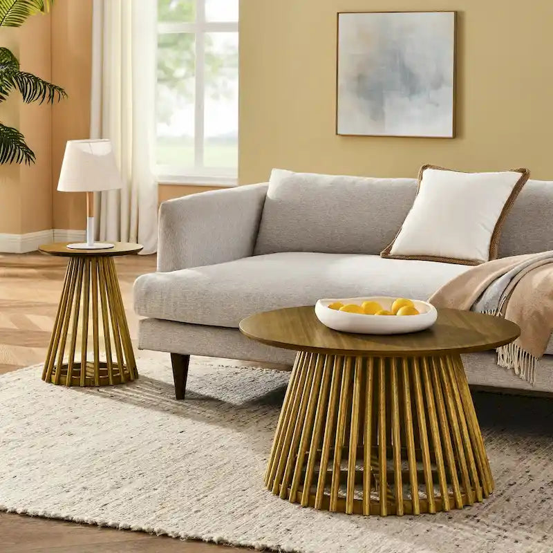 15.75-Inch Round Solid Wood Coffee Table - Minimalist End Table for Living Room - image 15