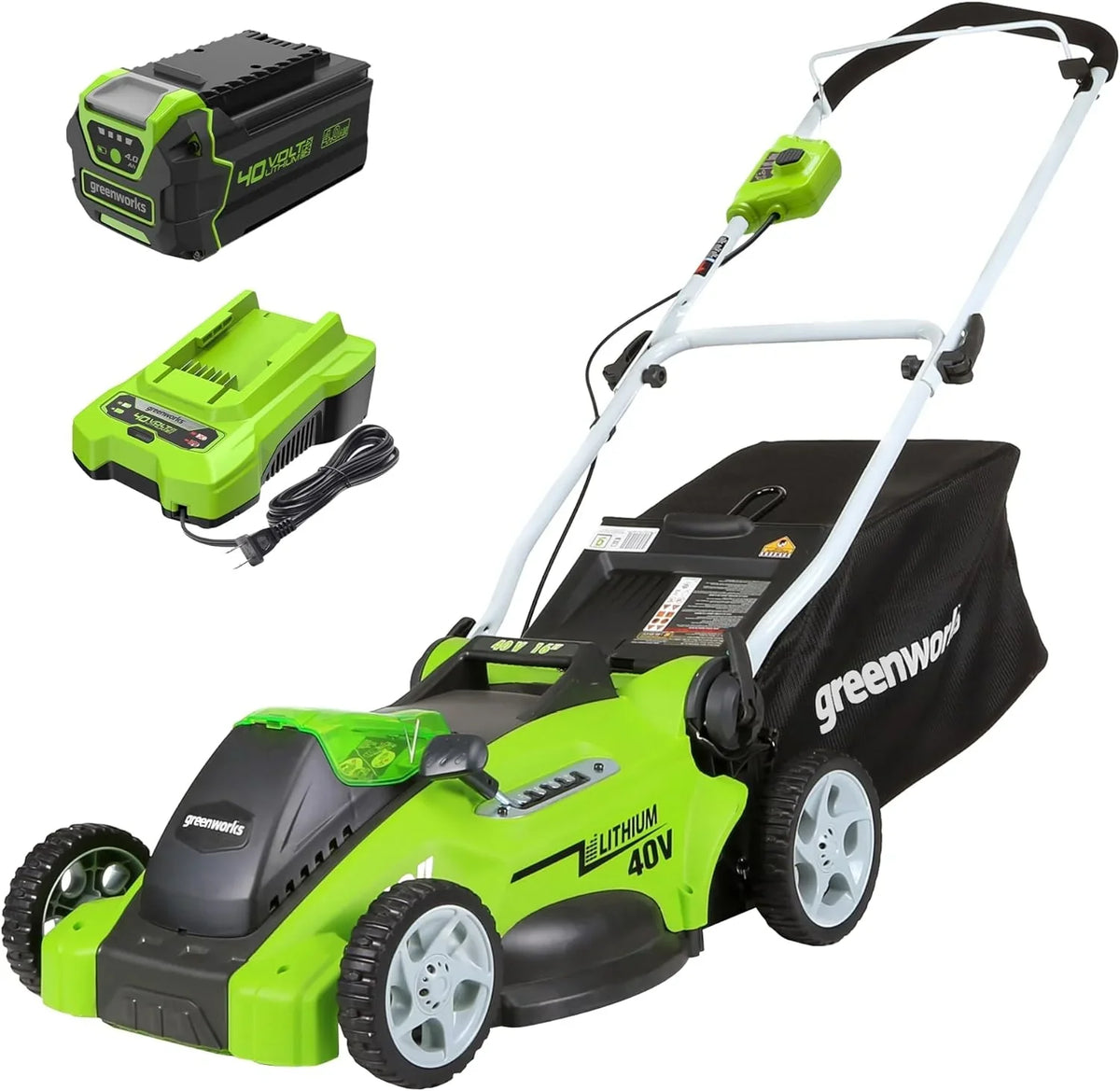 Greenworks 40V 16" Cordless Lawn Mower, Ultra-Light Push Mower with 4.0Ah Battery - image 2