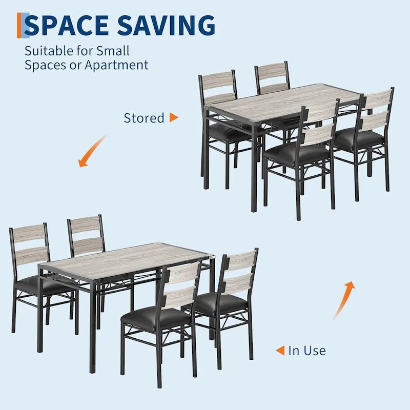 Wooden Dining Table Set with Upholstered Chairs for Kitchen - image 12