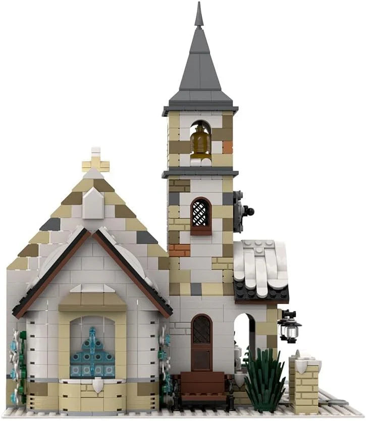 Christmas Country Church Building Kit, MOC-147549 Winter Modular Building Blocks Christmas House Building Block Building Toy 